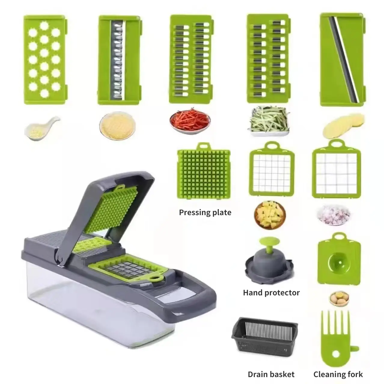 Cortador de Verduras Multifunción 12 en 1 con Cesta Escurridora | Picadora y Rebanadora de Cocina - Imagen 3