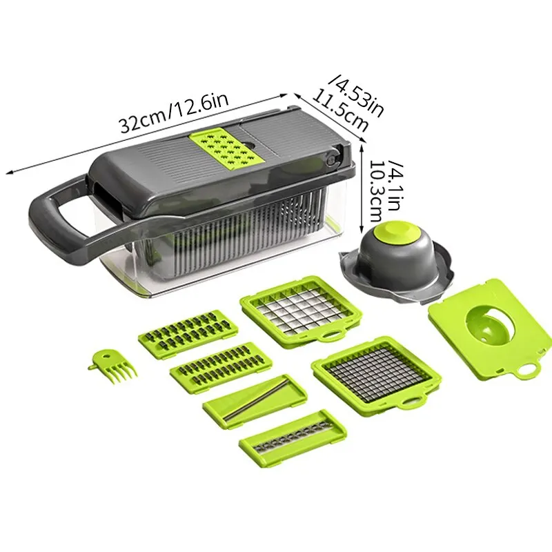 Cortador de Verduras Multifunción 12 en 1 con Cesta Escurridora | Picadora y Rebanadora de Cocina - Imagen 6